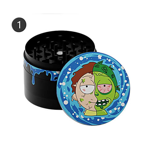 2'' Morty Herb Grinder from PILOTDIARY, 4-step usage guide with cartoon design