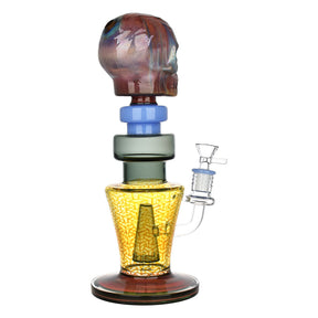 Hunky Dory Skull Water Pipe, 11.5" tall, 14mm female joint, Borosilicate Glass, front view