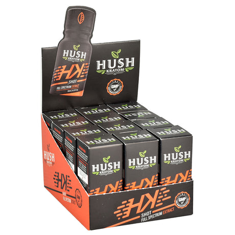 Hush HK Kratom 10ml Shots Display Box, 12pc set for Cleanse & Detox