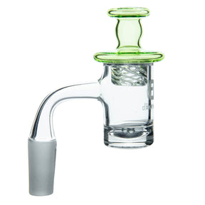 DANK BANGER Hybrid Banger Combo Set in Lime Green, 45 Degree Joint, Heavy Wall Side View