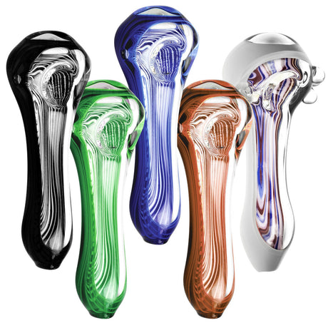 Assorted Hypnotizing Spoon Pipes in Borosilicate Glass with Swirl Design - Top View
