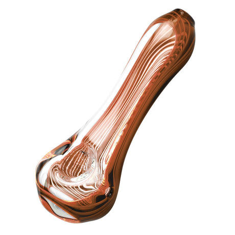 Hypnotizing Spoon Pipe in Orange - Borosilicate Glass with Swirling Design - Side View