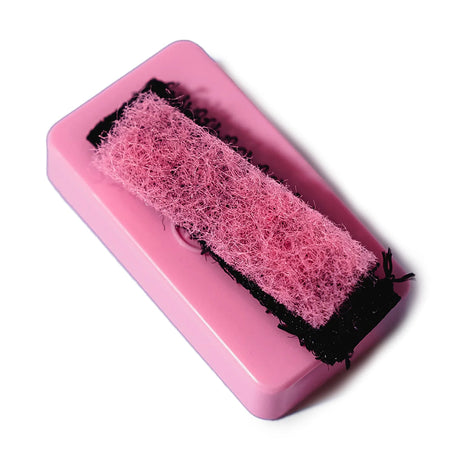 Blazy Susan Resin Blaster Magnetic Scrubber, pink with black bristles, top view on white background