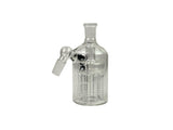 Daze Glass - Clear 14mm Ash Catcher with Tree Perc, Front View on Seamless White Background