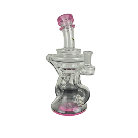 Beta Glass Labs Klein Dab Rig in Pink Lollipop with 10mm Female Joint, Compact Recycler Design