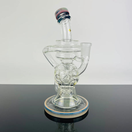 Beta Glass Labs Omega 2.0 clear dab rig with slyme accents, 90-degree banger hanger design