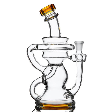 Beta Glass Labs Klein Dab Rig in Amber, Clear Glass, Front View, Compact Design