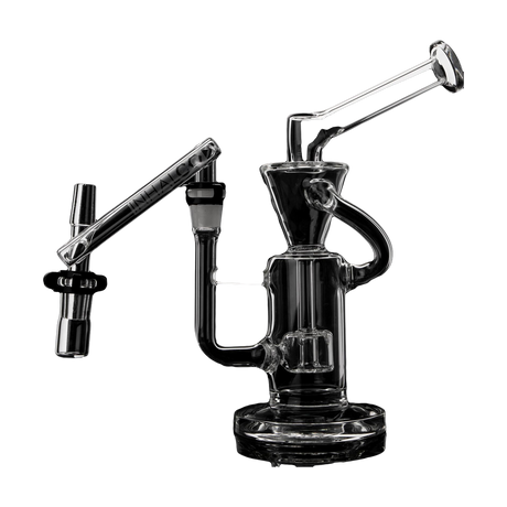 PILOT DIARY 14mm Male To Male Dropdown Reclaim Catcher, clear glass, side view on black background