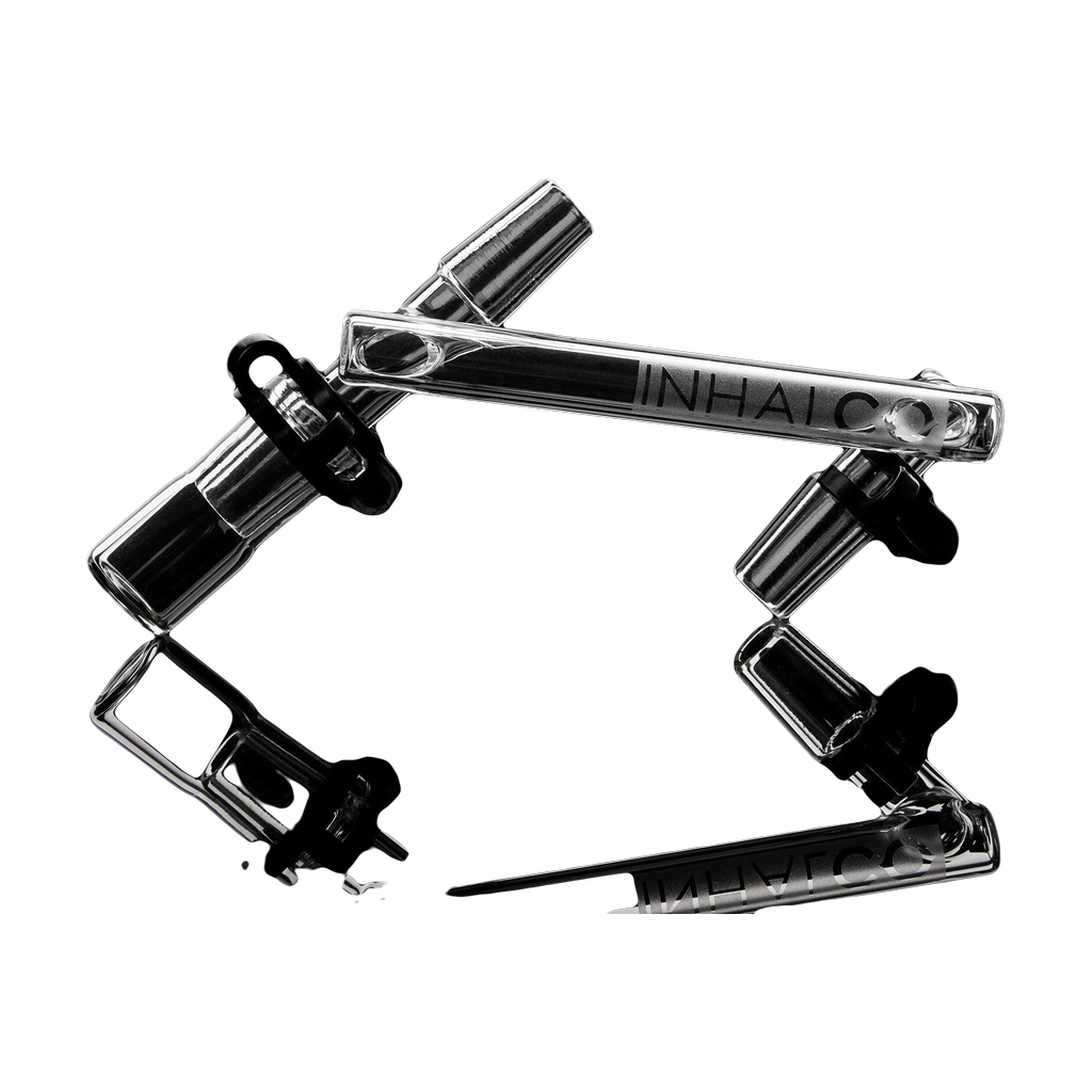 PILOT DIARY 14mm Male To Male Dropdown Reclaim Catcher with Clear Glass on Black Background