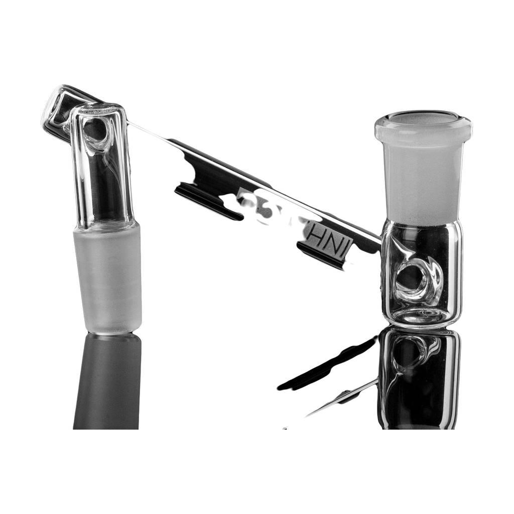 PILOT DIARY 14mm Dropdown Reclaim Catcher with Clear Glass on Black Background