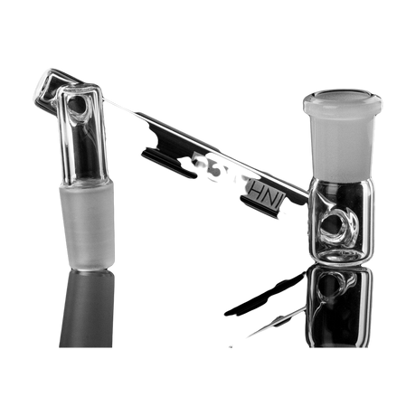 PILOT DIARY 14mm Dropdown Reclaim Catcher with Clear Glass on Black Background