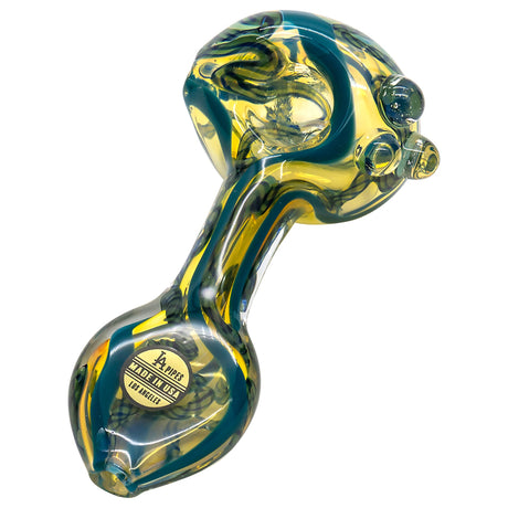 LA Pipes Inside-Out Candy Cane Color Changing Glass Pipe in Blue Hues - Angled View