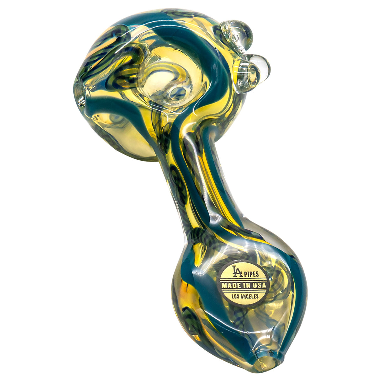 LA Pipes Inside-Out Candy Cane Color Changing Glass Pipe, 4" Spoon Design