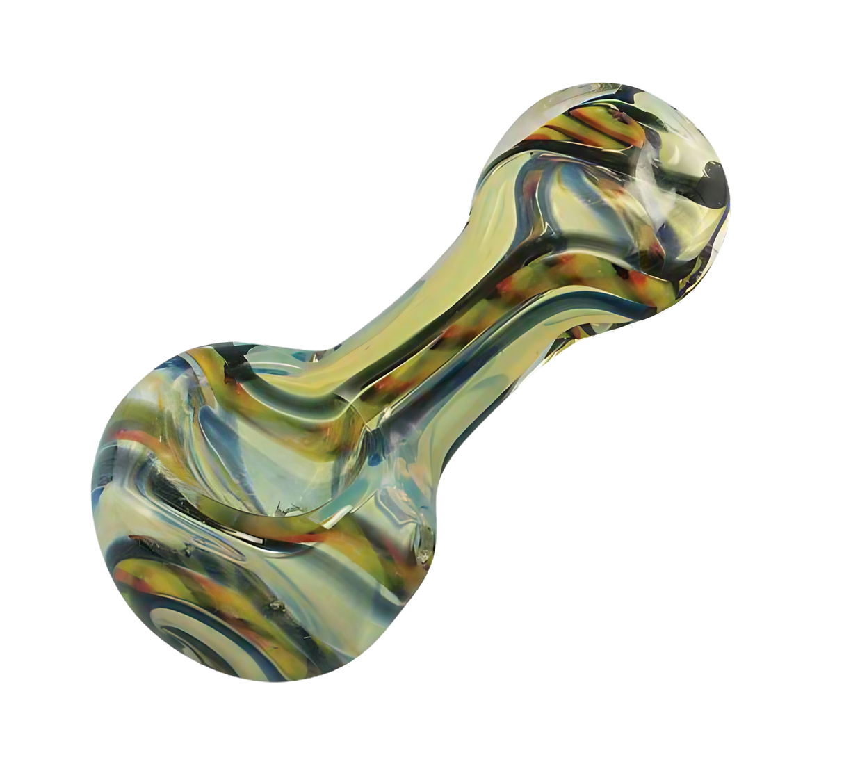 Colorful Inside Out Cane Glass Pipe, 3" Borosilicate, Angled Side View for Dry Herbs