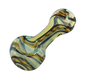 Colorful Inside Out Cane Glass Pipe, 3" Borosilicate, Angled Side View for Dry Herbs
