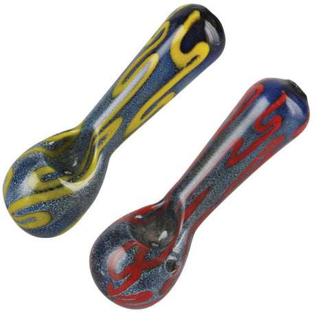 Inside Out Glass Spoon Pipes - 4.5" with Colorful Swirl Designs, Top View