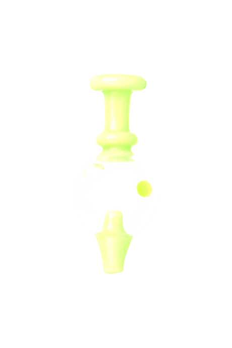 UV Reactive Internal Spinning Ball Carb Cap in Neon Yellow, Thick Borosilicate Glass, Front View