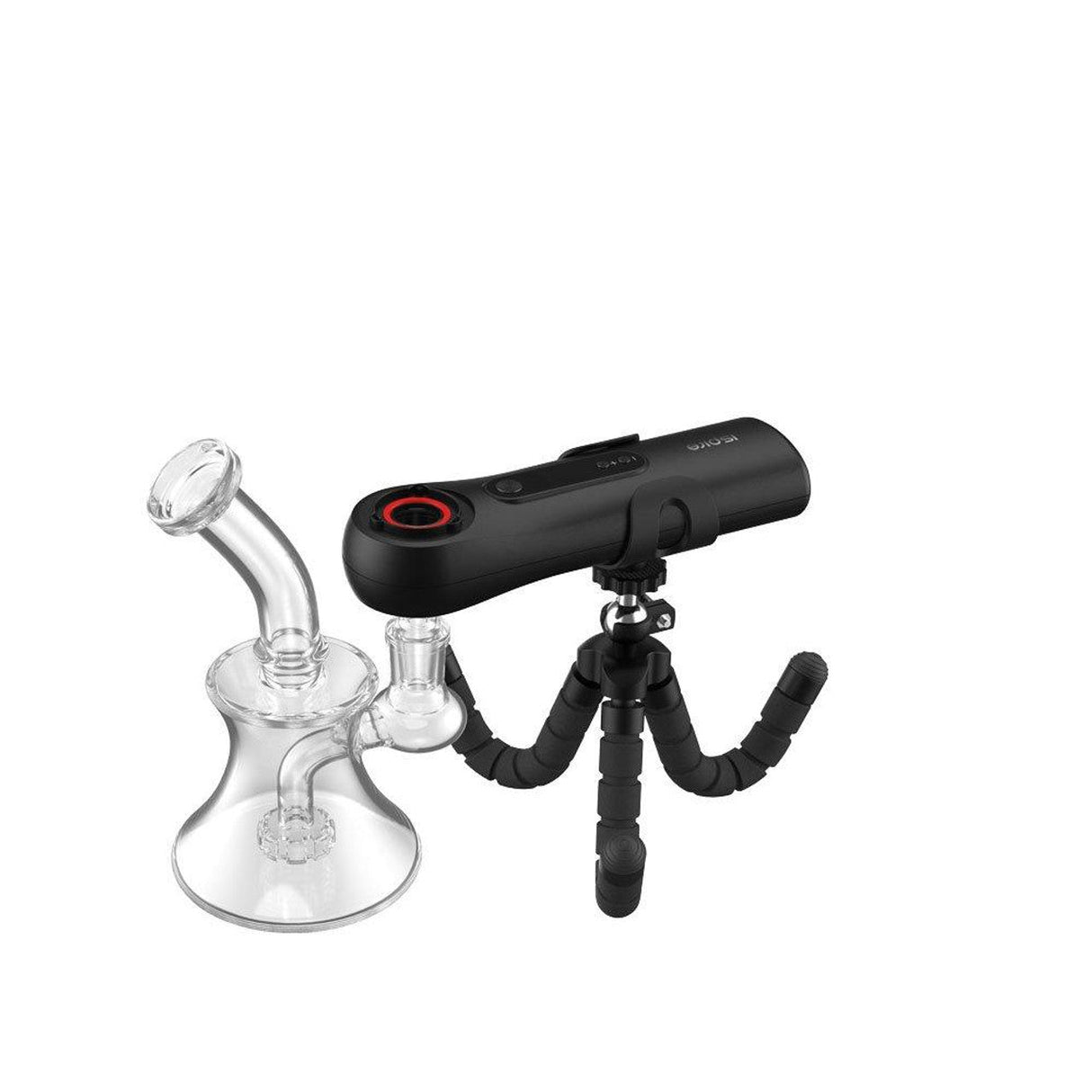 Ispire Tripod and Wand Clamp for vaporizers, flexible design, easy setup, front view on white background