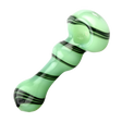 Jade Green Black Swirl Spoon Pipe, 4" Borosilicate Glass, Angled Side View