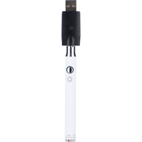 Jane West 510 Thread Battery, white, with Variable Voltage Dial for vaporizers, front view