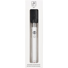 Jane West 510 Thread Battery, white, with variable voltage dial, packaged view