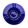 Jane West Twenties Collection Cobalt glass ashtray with crystal cut base and three pre-roll notches
