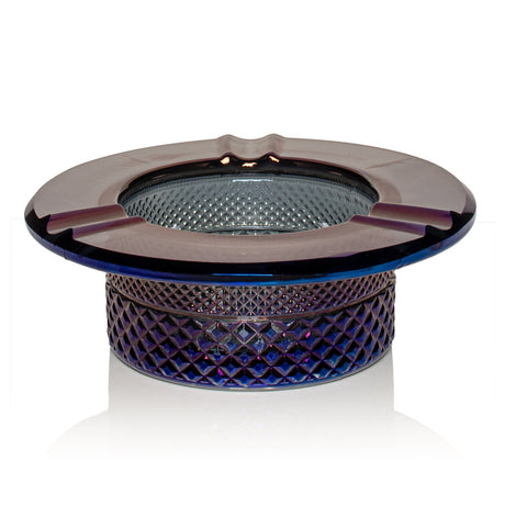 Jane West Twenties Collection Midnight glass ashtray with crystal cut base and three pre-roll notches