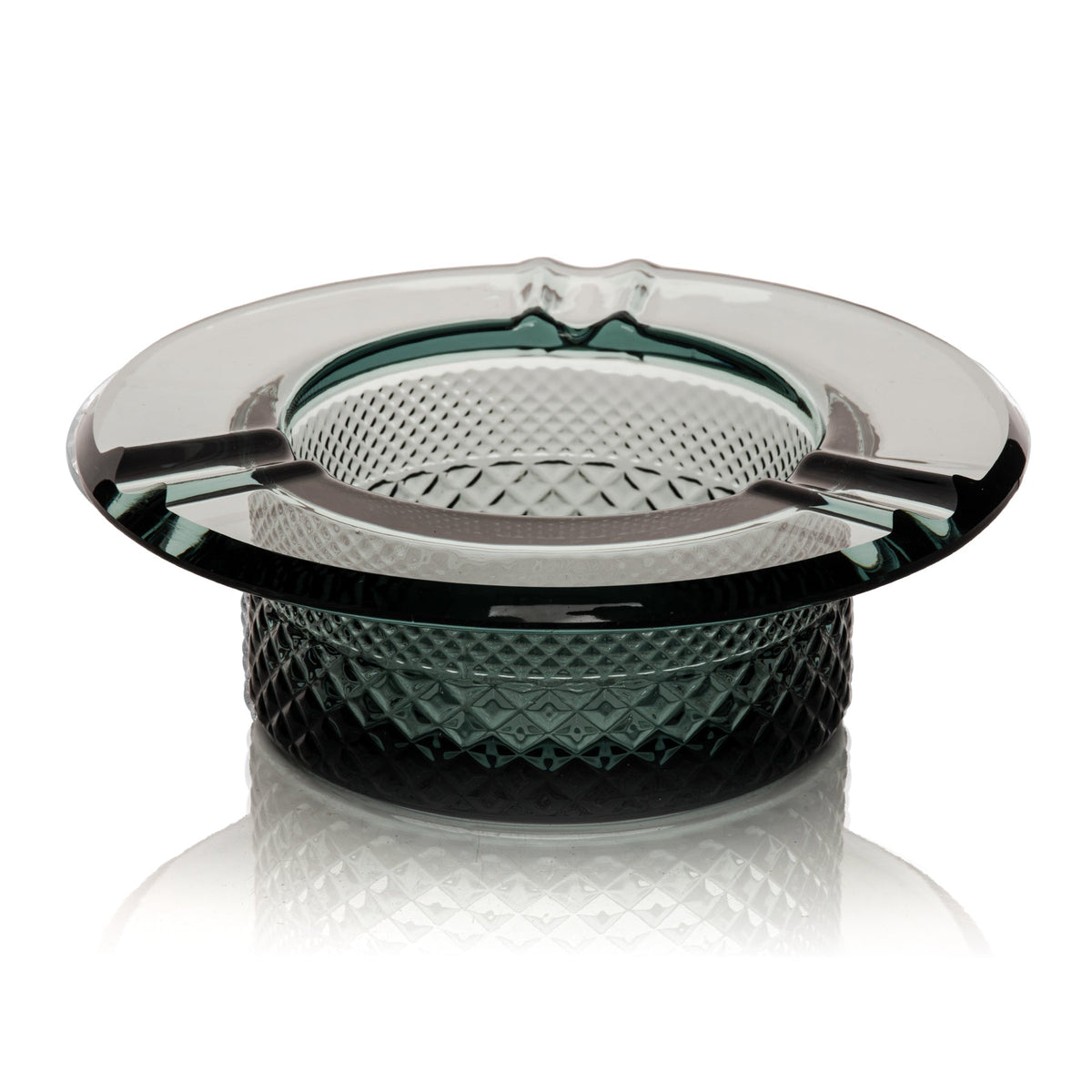 Jane West Twenties Collection Smoke glass ashtray with crystal cut base and three pre-roll notches