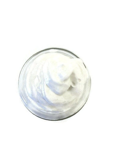 Elite Creed Natural Jasmine Body Butter with CBD, top view on white background