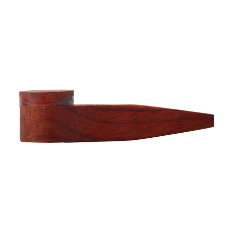 Exotic Wooden Hand Pipe by Bearded Distribution, 4" with Secure Lid, Brass Screen, Profile View