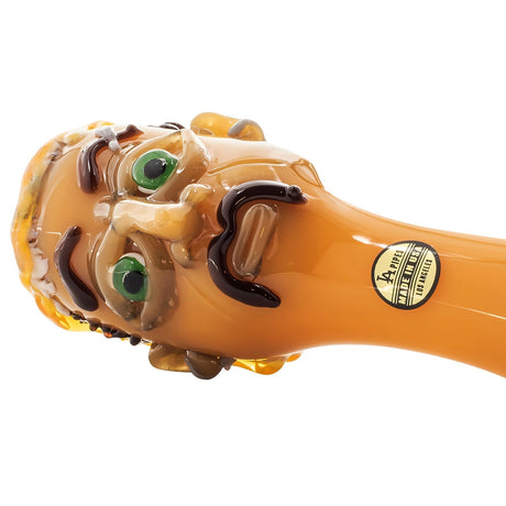 LA Pipes Joe Exotic Hand Pipe, 4" Borosilicate Glass, Close-up Side View