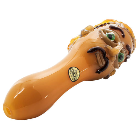 LA Pipes Joe Exotic Hand Pipe, 4" Crafted from Borosilicate Glass, Angled Side View