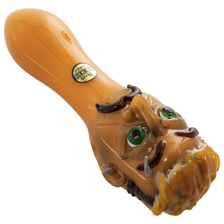 LA Pipes Joe Exotic Hand Pipe, 4" Borosilicate Glass, Top View on White Background