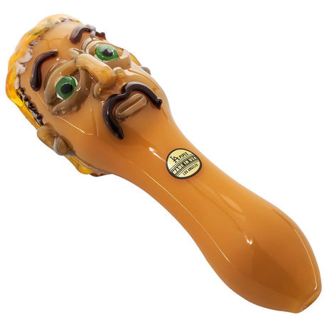 LA Pipes Joe Exotic Hand Pipe, 4" Borosilicate Glass, Front View on White Background