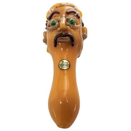 LA Pipes Joe Exotic Hand Pipe, 4" Borosilicate Glass with Detailed Face, Front View
