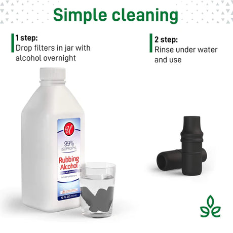 Weedgets Doob Tube Replacement Filter Tips with simple cleaning instructions, black, portable design