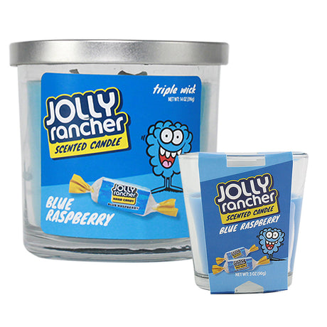 Jolly Rancher Blue Raspberry Scented Candle, Large Soy Wax Blend with Triple Wick, Front View