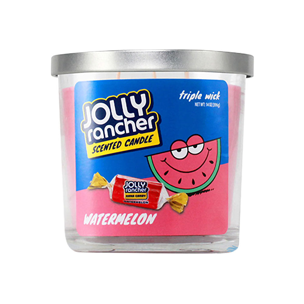 Smoke Out Candles Jolly Rancher Watermelon Scented Candle, Pink Soy Wax, Front View