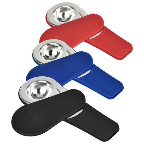 Journey Pipe J4 hand pipes in black, red, and blue colors with zinc alloy and silicone material