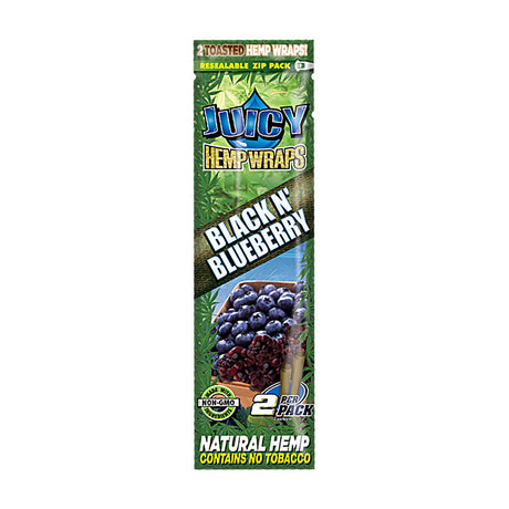 Juicy Jays Hemp Blunt Wraps in Blueberry, 2-pack front view on white background