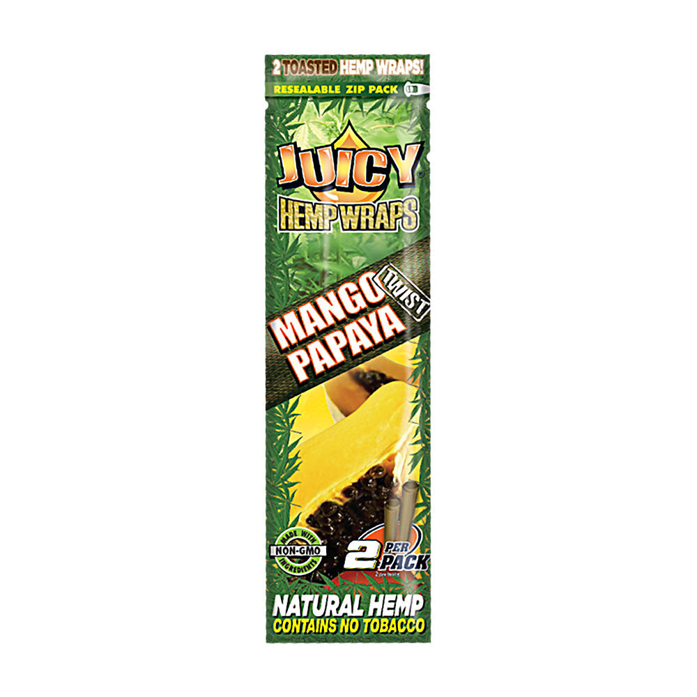 Juicy Jays Mango Papaya Hemp Blunt Wraps, Standard Size for Dry Herbs, Front View