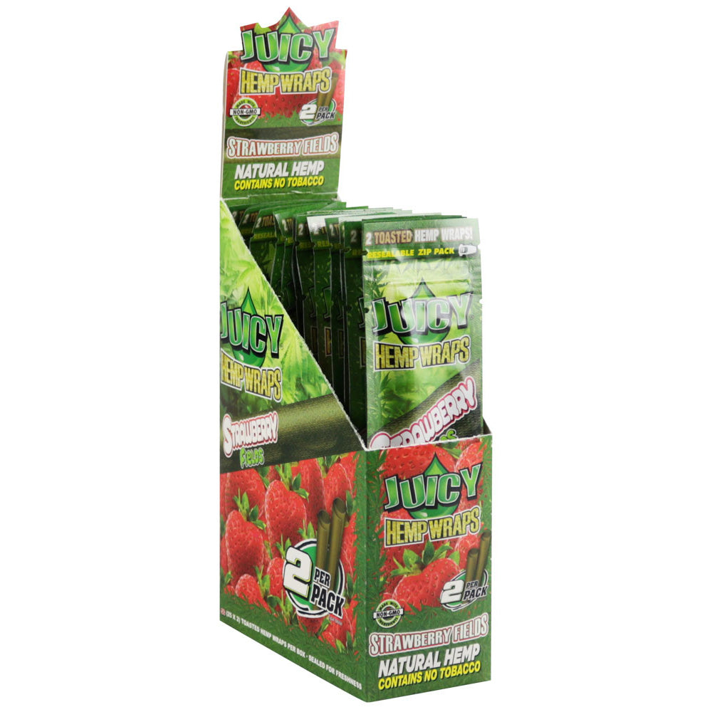 Juicy Jays Hemp Blunt Wraps in Strawberry Fields Flavor, Standard Size for Dry Herbs