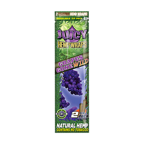 Juicy Jays Hemp Wraps 25 Pack, Grape Flavor, Front View with Resealable Zip Pack