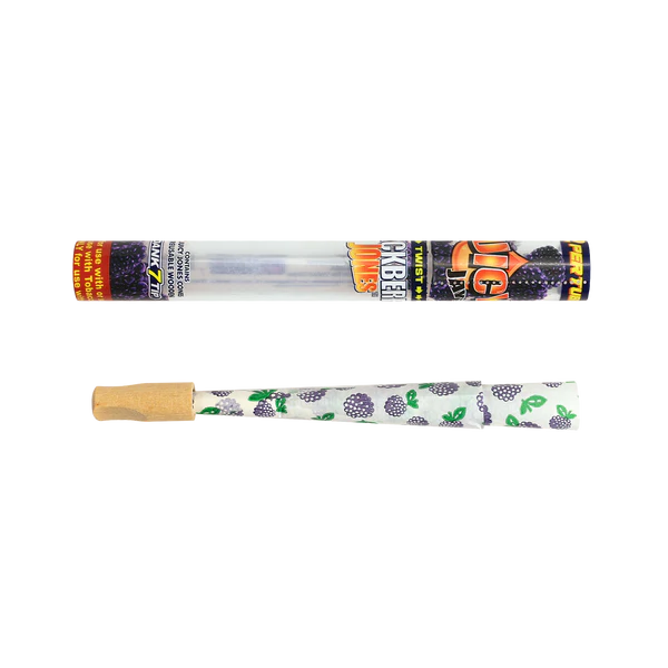 Juicy Jays Pre-Rolled Hemp Cones in Blackberry and Grape Flavors, Front View