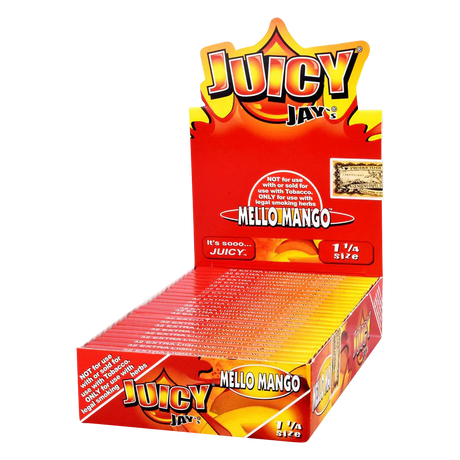 Juicy Jays 1 1/4 Mello Mango Flavored Rolling Papers, 24 Pack Display Box