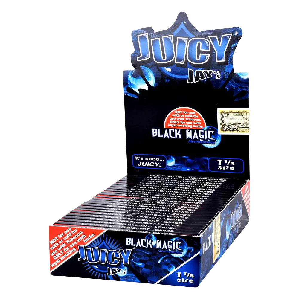 Juicy Jays 1 1/4 Black Magic Flavored Rolling Papers - 24 Pack Display Box