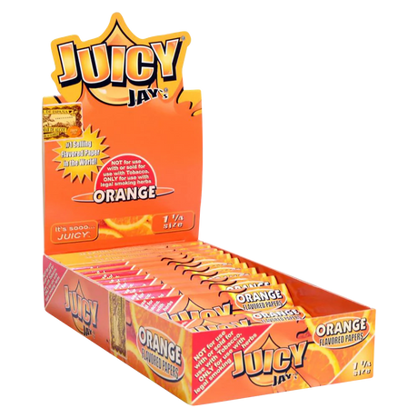Juicy Jays 1 1/4 Size Orange Flavored Rolling Papers, 24 Pack Display Box