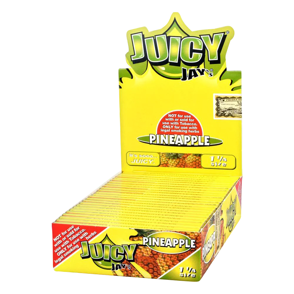 Juicy Jays 1 1/4 Pineapple Flavored Rolling Papers - 24 Pack Display Box