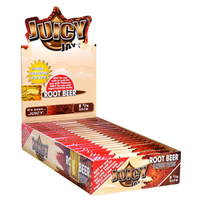 Juicy Jays 1 1/4 Size Rolling Papers in Root Beer Flavor, 24 Pack Display Box