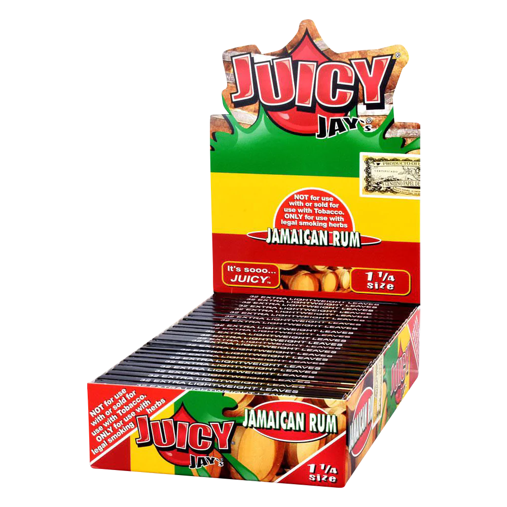 Juicy Jays 1 1/4 Jamaican Rum Flavored Rolling Papers - 24 Pack Display
